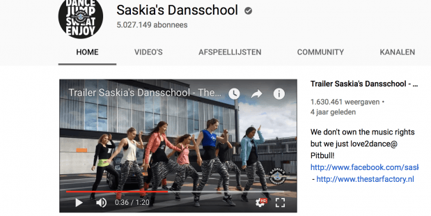 YouTube-kanaal Saskia’s Dansschool verwelkomt 5-miljoenste lid